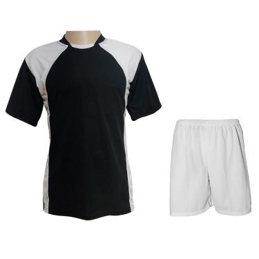 Imagem de Uniforme trb 20 + 1 Camisa Preto/Branco, Calção Branco e Goleiro