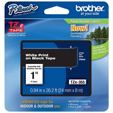 Imagem de Fita genuína Brother 1" (24 mm) branca sobre preta TZe P-Touch para rotulador Brother PT-2730, PT2730