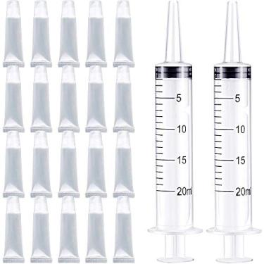 Imagem de 20 peças vazias recarregáveis, 10 ml, mini bálsamo labial transparente com seringa para brilho labial DIY