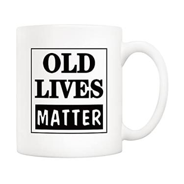 Imagem de 5Aup Caneca de café engraçada Old Lives Matter, melhor ou aposentadoria para idosos, copos de mordaça de Natal de 325 ml para mãe, pai, avó, avô, avós, velho