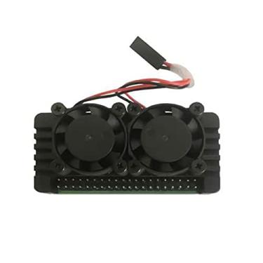 Imagem de MOOKEENONE Caixa aberta de alumínio dissipador de calor com ventiladores duplos para Raspberry Pi Zero 2W