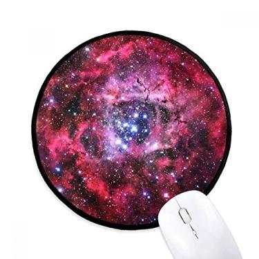 Imagem de DIYthinker Mouse pad rosa vermelho Monoceros Rosette Nebulosa Padrão Desktop Escritório Tapete Redondo para Computador