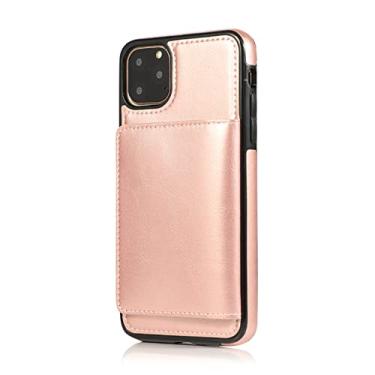 Imagem de Carteira de couro para iPhone 14 13 12 11 Pro Max SE2020 XS Max XR X 8 7 6S 6Plus 5 5S SE2022 com suporte para cartão de bolso, RoseGold, para iPhone 14 Pro