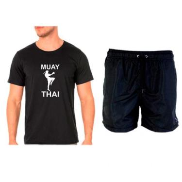 Imagem de Kit Camiseta Masculina Muay Thai + Short Tactel Esporte - Ragor