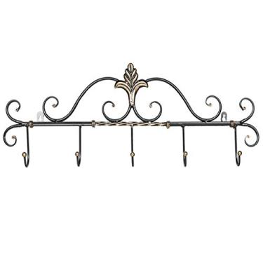 Imagem de KIZQYN Ganchos de casaco retrô montado na parede cabide de casaco gancho de casaco atrás da porta gancho de chave criativo europeu cabide de parede (cor: latão)