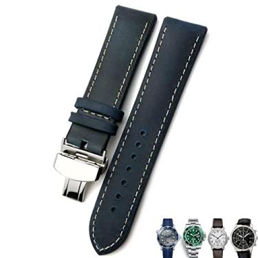 Imagem de JWTPRO 20mm 21mm 22mm pulseira de couro preto marrom pulseiras de relógio para Rolex para Omega Seamaster 300 para Hamilton para Seiko para IWC para pulseira Tissot (Cor: 10mm fecho