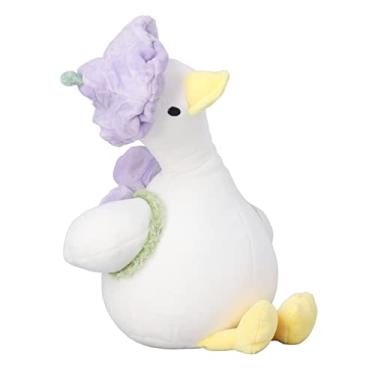 Imagem de Brinquedo de Pelúcia de Pato Flor, Corpo Gordo, Olhos Brilhantes, Brinquedo de Pelúcia de Pato Recheado, Chapéus Florais Seguros, Mochilas para Crianças e Adultos (Roxo)