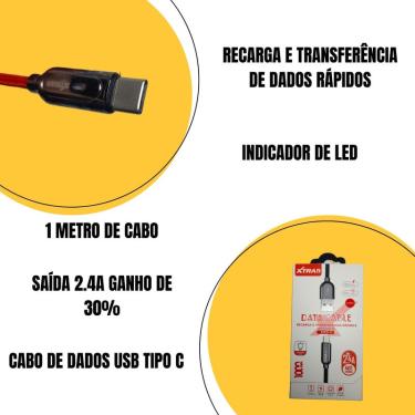 Imagem de Cabo Carregador USB Para Celular Tipo-C Carga Rápida 2.4A A1072