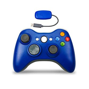 Imagem de Controle Sem Fio Compatível com Xbox 360 2.4GHZ Gamepad Joystick Controle Sem Fio Compatível com Xbox 360 e PC Windows 7,8,10,11 com Receptor (Azul)
