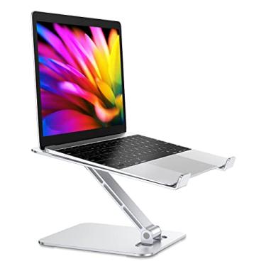 Imagem de Suporte dobrável para laptop RIWUCT Ergonômico com altura ajustável para mesa, suporte de alumínio para laptop compatível com MacBook Pro e Air, HP, Dell de 10 a 16 polegadas