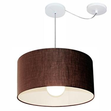 Imagem de Lustre Pendente com Desvio de Centro Cúpula Tecido 50x25 cm, Vivare Iluminação, Pendente4230 LC, Café, Médio