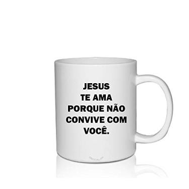 Imagem de Caneca Branca Personalizada Memes Jesus Te Ama.