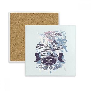 Imagem de Sapatos de salto alto Romance padrão floral porta-copos quadrado caneca suporte subplaca pedra isolante