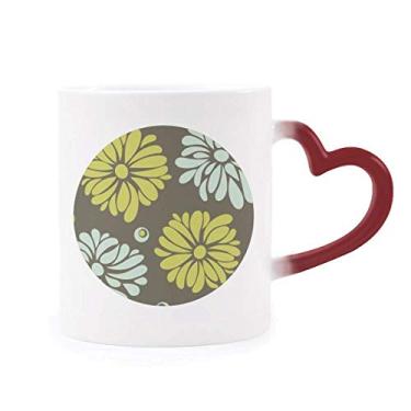 Imagem de Caneca de flor de crisântemo amarelo flor planta sensível ao calor copo de grés que muda de cor vermelha