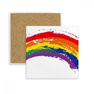Imagem de LGBT Arco-íris Gay Lésbica Transgênero Quadrado Porta-copos Suporte Subplaca Pedra de Isolamento