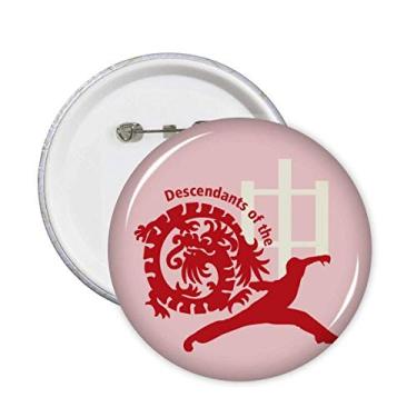 Imagem de Emblema chinês dragão descendente Kungfu broches emblema acessório decoração 5 peças