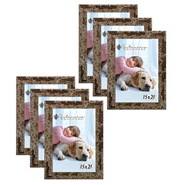 Imagem de Kit 6 Molduras Porta Retrato 15X21 Marrom