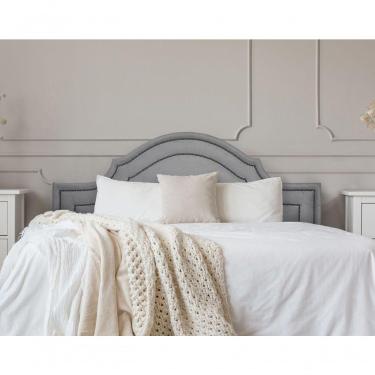 Imagem de Cabeceira Casal Luxo 140x60 Suede Cinza Tachas Fumê