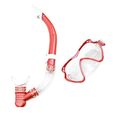 Imagem de #N/a Conjunto de máscara de snorkel óculos de mergulho faixa ajustável de respiração fácil, máscara de mergulho profissional e óculos de mergulho com, Vermelho