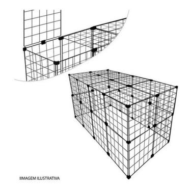 Imagem de Cercado Gaiola Pequenos Cachorro Coelho 60x120x60 Preto Teto