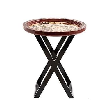 Imagem de Mesa lateral de mesa de centro com mesa pintada, mesa de canto pequena para sala de estar, quarto, varanda, escritório, mesa lateral moderna de madeira maciça mesa de cabeceira de decoração de casa mesas de canto (cor: vermelho)