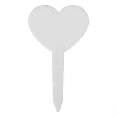 Imagem de 100 peças cores etiqueta de jardinagem formato de coração etiqueta de planta PVC material impermeável durável(White)