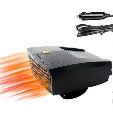 Imagem de Aquecedor e descongelador portátil para carro, aquecedor de carro que se conecta ao isqueiro, termostato ajustável de ventilador de pára-brisa de automóvel 2 em 1 com aquecimento e resfriame