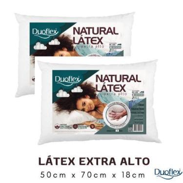 Imagem de Kit 2 Travesseiros Natural Látex Extra Alto Duoflex 200 Fios C/ Capa R