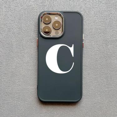 Imagem de Capa de telefone fashion inicial com 26 letras AZ para iPhone 14 15 13 12 11 Pro Max X XS XR 7 8 Plus SE20 Capa macia em negrito branco, C, para iphone14 pro max