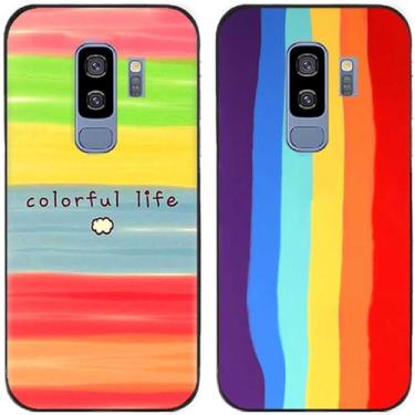 Imagem de 2 peças colorido vida arco-íris impresso TPU gel silicone capa de telefone traseira para Samsung Galaxy todas as séries (Galaxy S9 Plus / S9+)