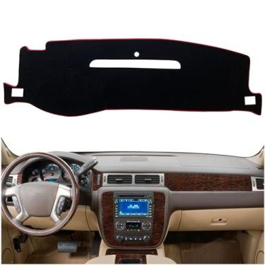 Imagem de KEEGTBOX Capa de painel personalizada para Chevy Chevrolet Silverado/GMC Sierra Truck 2007-2013, compatível com Chevy Suburban Tahoe Avalanche/GMC Yukon SUV 2007-2014 acessórios (aro vermelho)