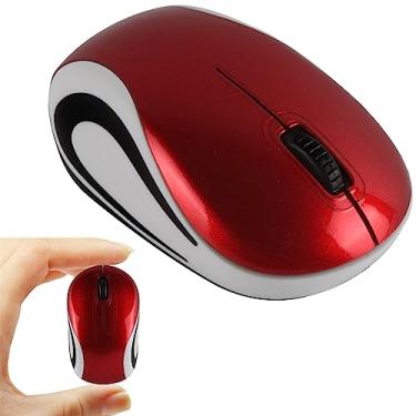 Imagem de YOCUNKER Mini mouse sem fio ultra portátil, mouse de computador 1000DPI sem fio, 2,4 GHz com receptor USB, rastreamento óptico, 3 botões, PC/laptop (vermelho)