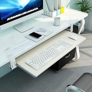 Imagem de Bandeja ergonômica para teclado extensor de mesa, braçadeira, plataforma deslizante para teclado, prateleira de apoio de braço, ajustável sob a prateleira de armazenamento de mesa, para supo