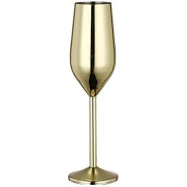 Imagem de Taça de champanhe em aço inoxidável 304, taça, taça dourada criativa, bar de vinhos e decoração de hotel, conjunto de 4 taças de champanhe em aço inoxidável, para casamentos, aniversários, o