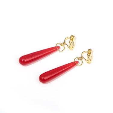 Imagem de SONGCHANGJEWELRY Anime Frieren Brincos de gota vermelhos com pingente de gota longa feminina para cosplay Frieren, Zinco, Sem pedra preciosa