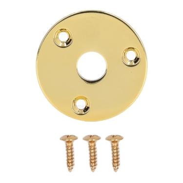 Imagem de Tomada de Placa de Metal para Guitarra, Redonda Com Parafusos de Montagem para Baixo, Ukulele Mandolim Banjo, Substituição (GT33 Ouro)