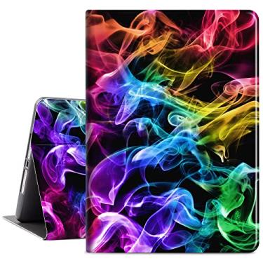 Imagem de Vimorco Capa fina para iPad 5ª/6ª geração de 9,7 polegadas 2017/2018, para iPad Air 1/2, capa ajustável de couro PU à prova de choque para Apple iPad 5ª/6ª geração, fumaça abstrata