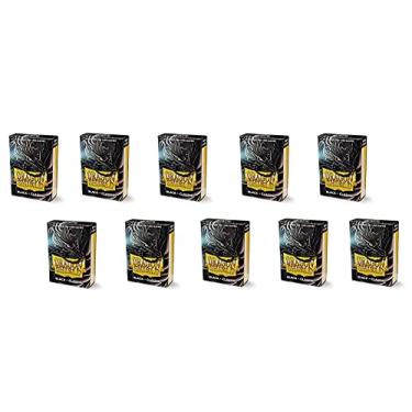 Imagem de 10 Packs Dragon Shield Classic Mini Japanese Black 60 ct Card Sleeves Display Case