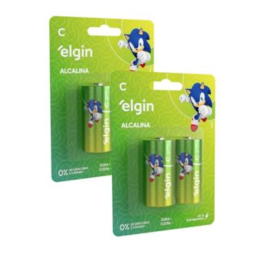 Imagem de Pilhas Alcalinas C LR14 1,5V, Kit com 4 Unidades, Compatível com Lanternas, Rádio
