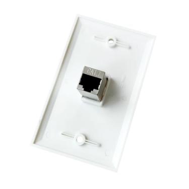 Imagem de BUPLDET Placa de parede Ethernet Cat7 de 1 porta fêmea para fêmea - blindado Cat 7 Keystone Jack placa de cobertura de tomada para cabo de rede CAT8/CAT7/CAT6e