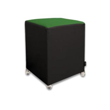 Imagem de Puff Quadrado Banqueta Com Rodinhas Rodizio Decoração Eventos Conforto (Assento Verde)