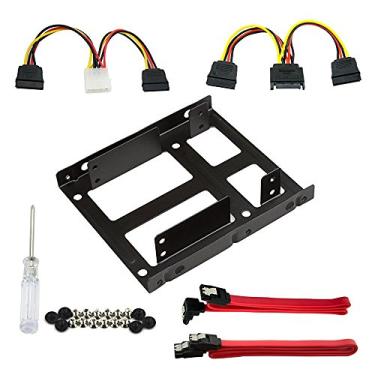 Imagem de Qook 2 x 2,5 polegadas SSD para 3,5 polegadas Disco rígido interno suporte de montagem (cabos de dados SATA e cabos de alimentação incluídos)