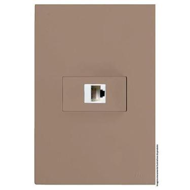 Imagem de Cj Rj45 Cat6 (Internet) Hor. 4X2 - Recta Fendi Satin Fosco - Blux Rect