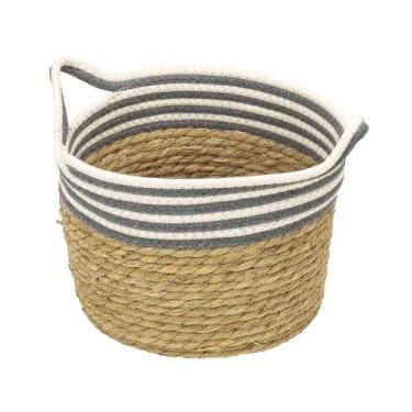 Imagem de Cesto Patay Natural Cinza e Branco  28cm - Abra Casa