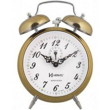 Imagem de Relogio Despertador Herweg 2380 208 Dourado Picoteado