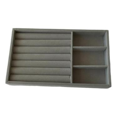 Imagem de Bandeja Organizadora Expositor Joia Veludo Anel + Bandeja - Lojaaquite