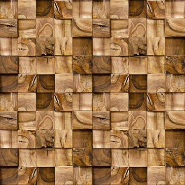 Imagem de Papel De Parede Vinílico Blocos De Madeira Natural Sala 2m - DELIQUADR
