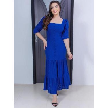 Imagem de Vestido Longo Justo Sereia Malha Lese com Botões Festa Casamento - Ves