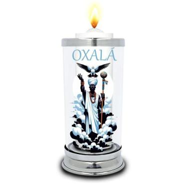 Imagem de Protetor de Velas 7 dias Orixá Oxalá Copo Vidro Castiçal  - Balaio de 