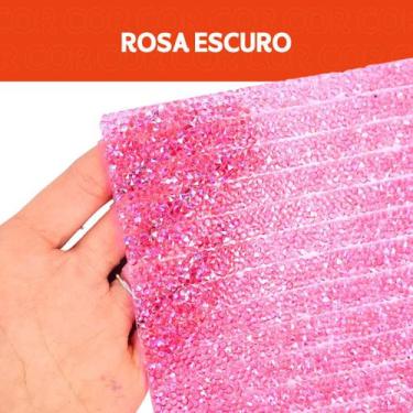 Imagem de Manta De Strass Termocolante  - Rosa Escuro - 312 - 23 Tiras - 23x40 -